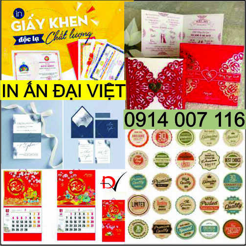 In ấn giấy khen, thiệp cưới, lịch tết, decal, tem nhãn hiệu Vị Thanh