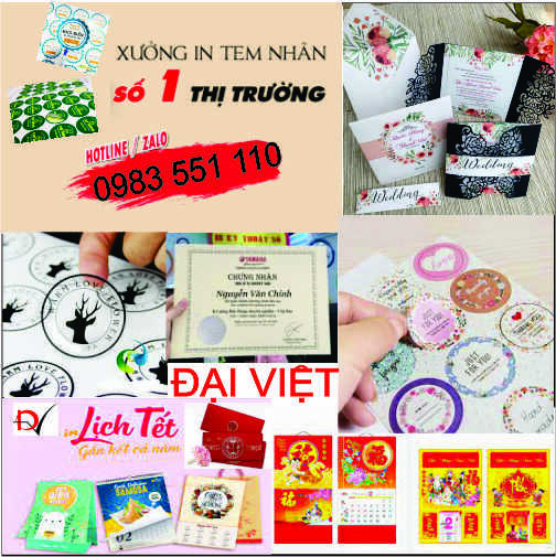 In ấn giấy khen, thiệp cưới, lịch tết, decal, tem nhãn hiệu Vị Thanh